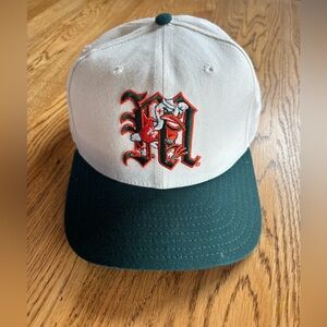 Miami Hurricanes vintage White  and Green Baseball Cap with Embroidered Logo